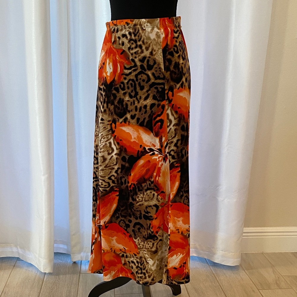 Susan Graver liquid knit Animal Print Maxi Skirt